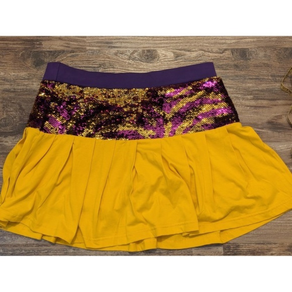 Mardi Gras brand mini skirt , LSU Tiger striped sequins